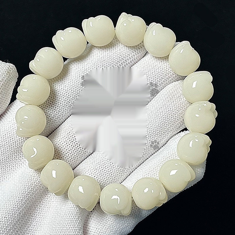 Cat's Paw Bodhi Root Hand Toy Bracelet Student Pliable Temperament White Jade Bodhi Cultural - LuxeBloom