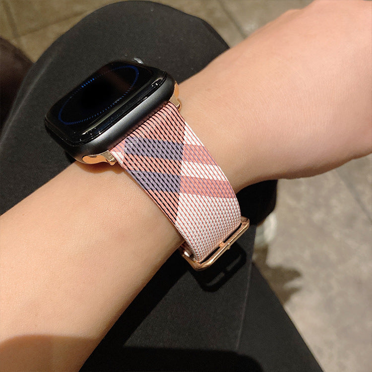 Watch Large Stripe Leather Wrist Strap - LuxeBloom