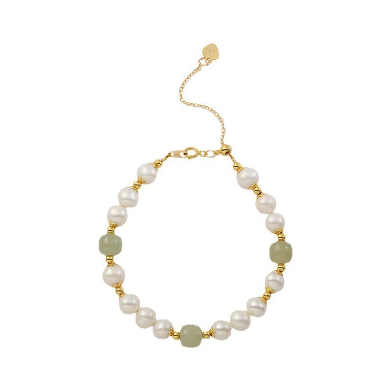 Simple And Luxury Natural Hotan Jade Pearl Bracelet - LuxeBloom
