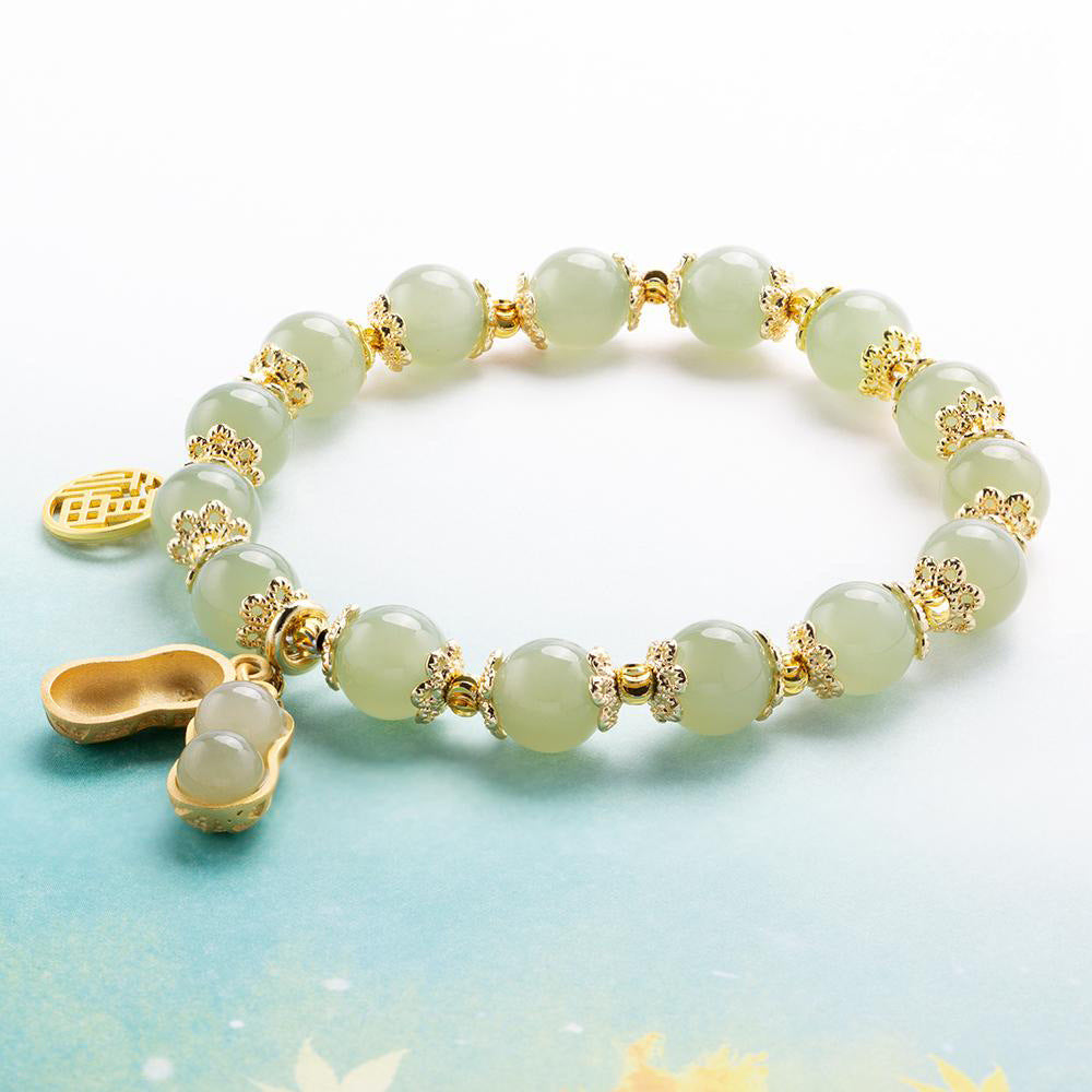 Peanut Hotan Jade Bracelet Female Full String Pendant - LuxeBloom
