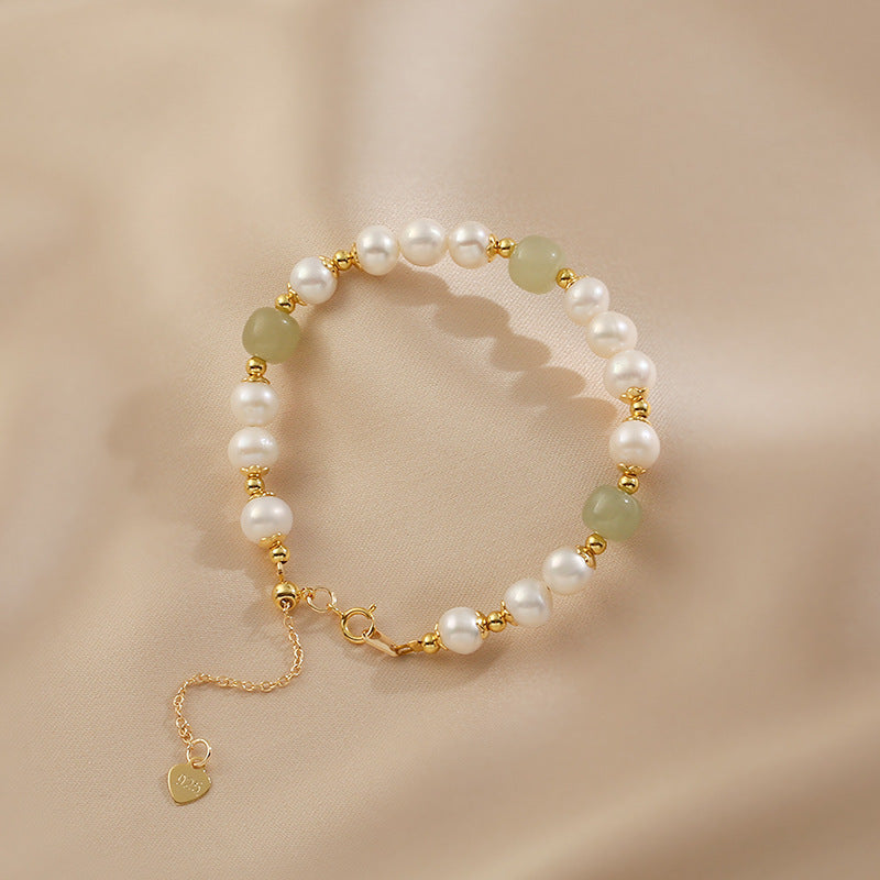 Simple And Luxury Natural Hotan Jade Pearl Bracelet - LuxeBloom