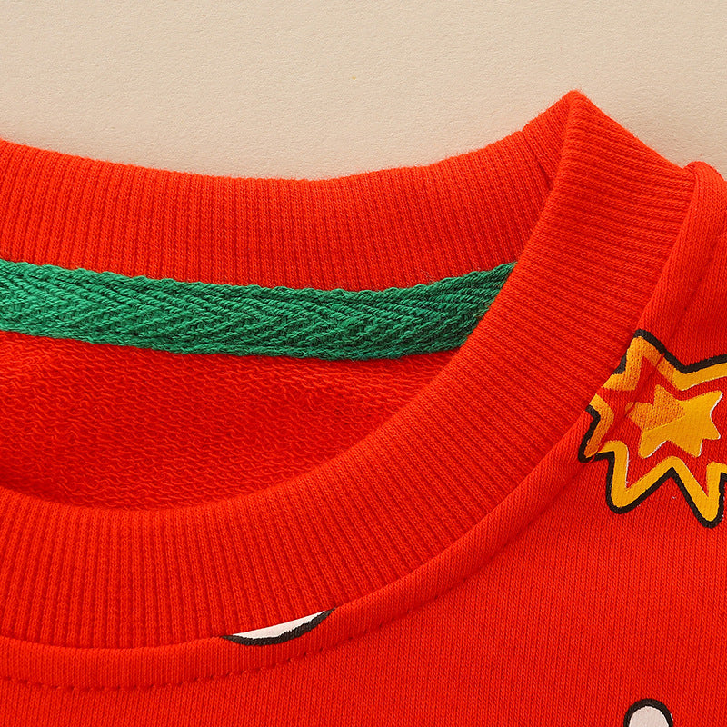 European And American Style Children's Sweater Christmas Style Round Neck Bottoming Tops