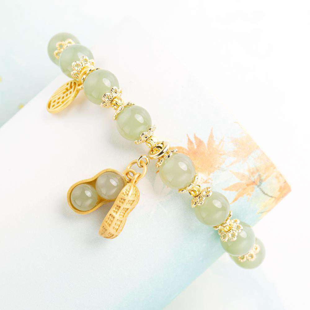 Peanut Hotan Jade Bracelet Female Full String Pendant - LuxeBloom