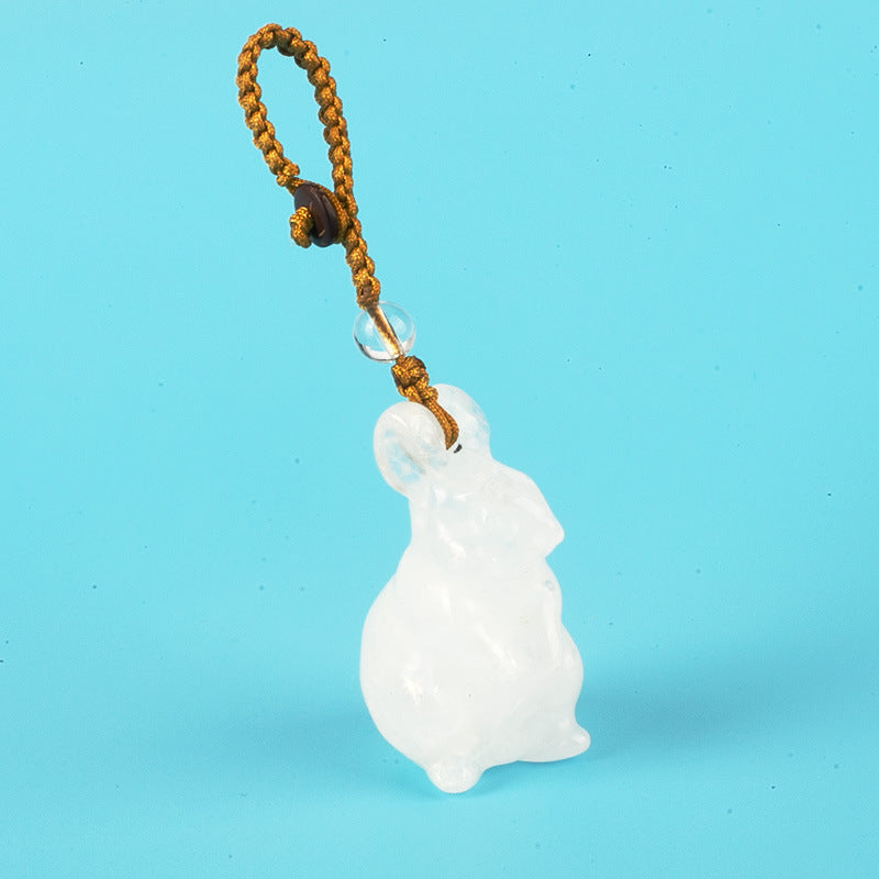 Natural Crystal Rabbit Carving Ornaments Jade - LuxeBloom