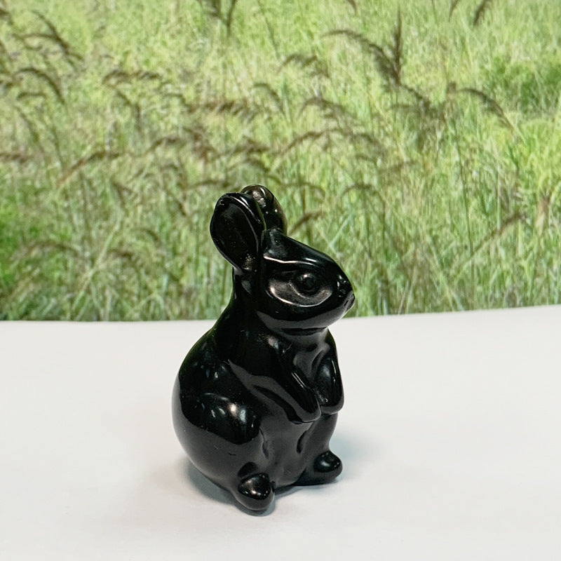 Natural Crystal Rabbit Carving Ornaments Jade - LuxeBloom
