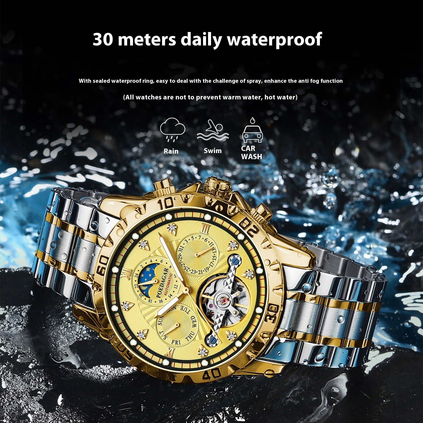 Men's Mechanical Watch Waterproof Luxury Multifunctional Men's Wrist Watch - LuxeBloom