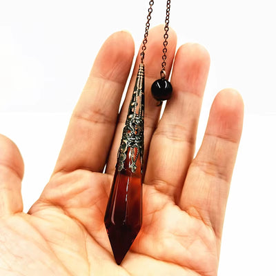 Pendulum Glass Bell  Pendants, Female Natural Amulet Healing Crystal Pendant Meditation Hexagonal Pendulums