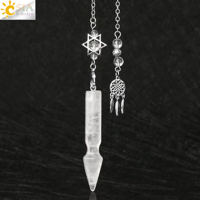  Pendulum Divination Merkaba Natural Stone Quartz Pendulums Dowsing Reiki Energy Crystal Pendant Catcher Dream Pendulum 