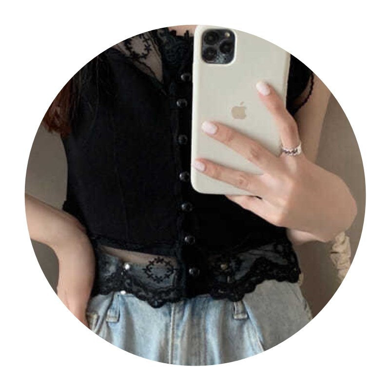 Tube Top Camisole Little Girl Wears Niche French White Lace Top In Summer - LuxeBloom