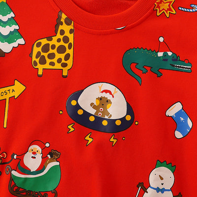 European And American Style Children's Sweater Christmas Style Round Neck Bottoming Tops