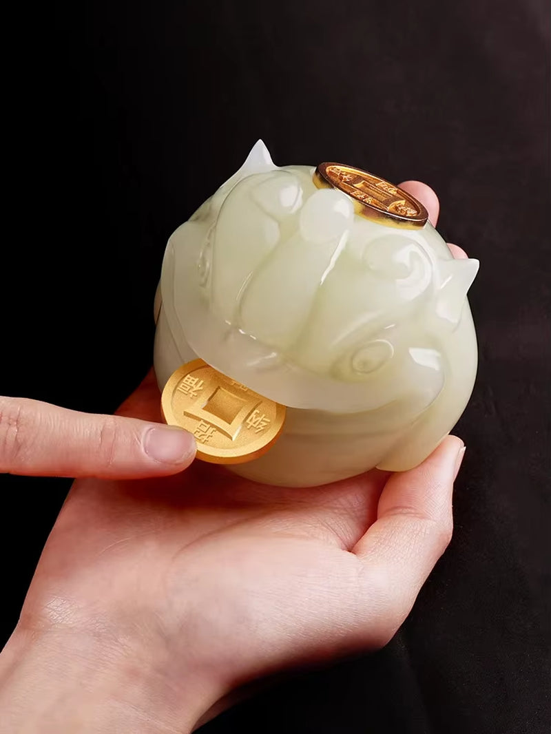 Jade Three Feet Golden Toad Lucky Decoration Hallway Chinese Craft Decoration Shop Opening and Housewarming New Home Gift