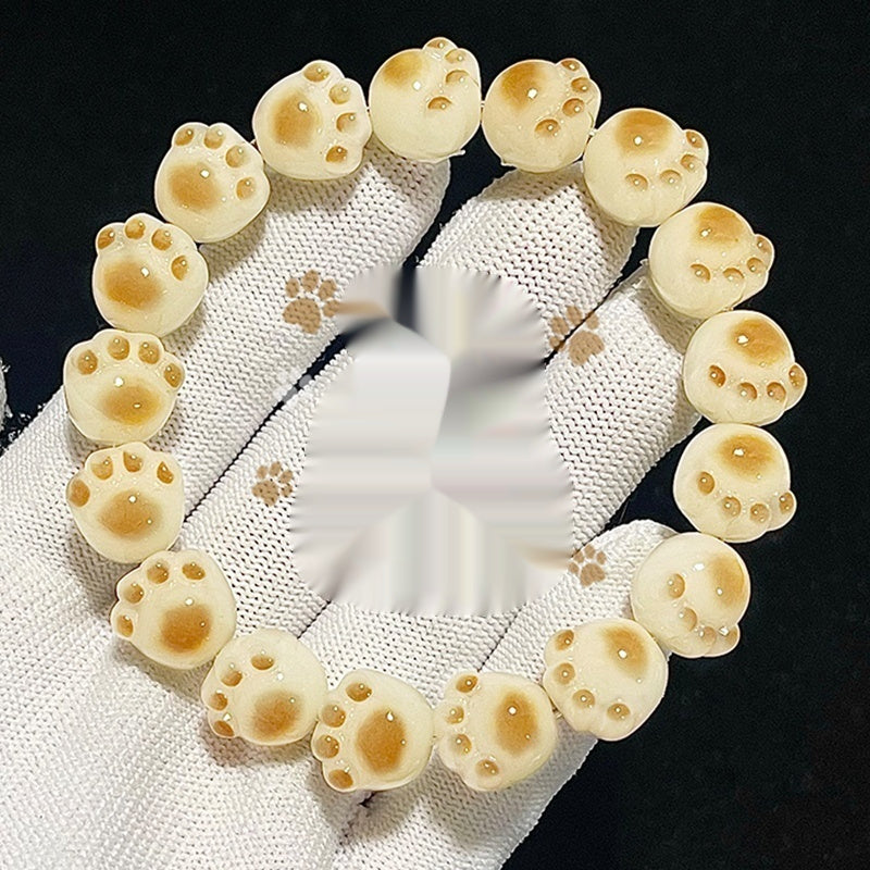 Cat's Paw Bodhi Root Hand Toy Bracelet Student Pliable Temperament White Jade Bodhi Cultural - LuxeBloom